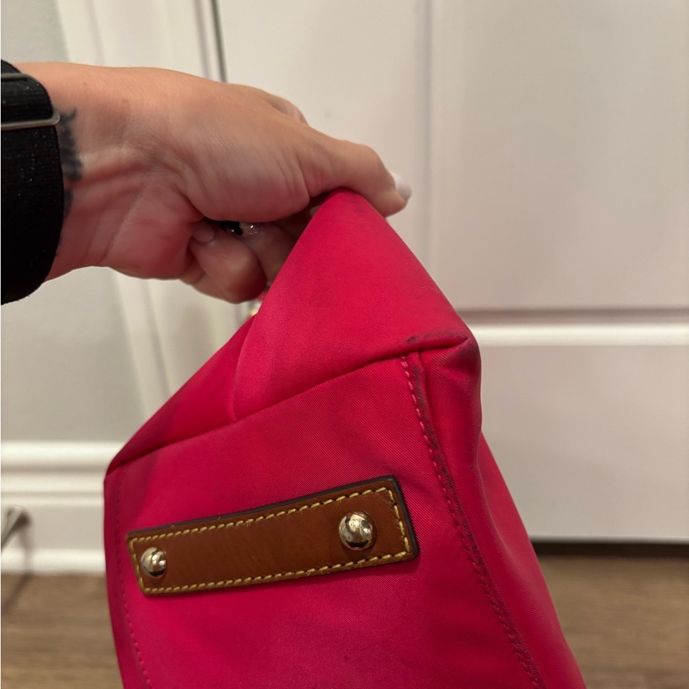Dooney & Bourke Women’s Pink Shoulder Tote Bag with Brown Leather Trim - Picture 4 of 12